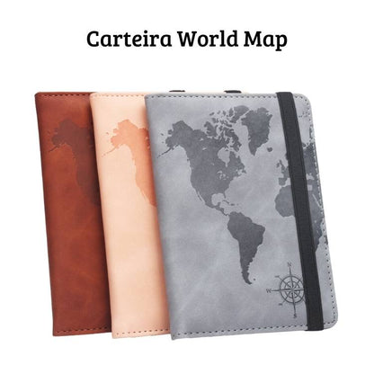 Carteira Passaporte World Map Anti RFID